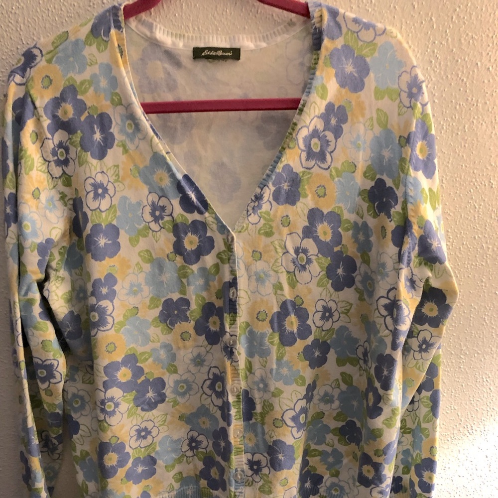 Blue flowered cardigan XXL